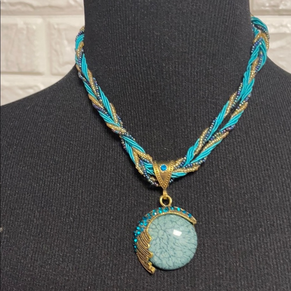 Turquoise Beaded Rope Necklace